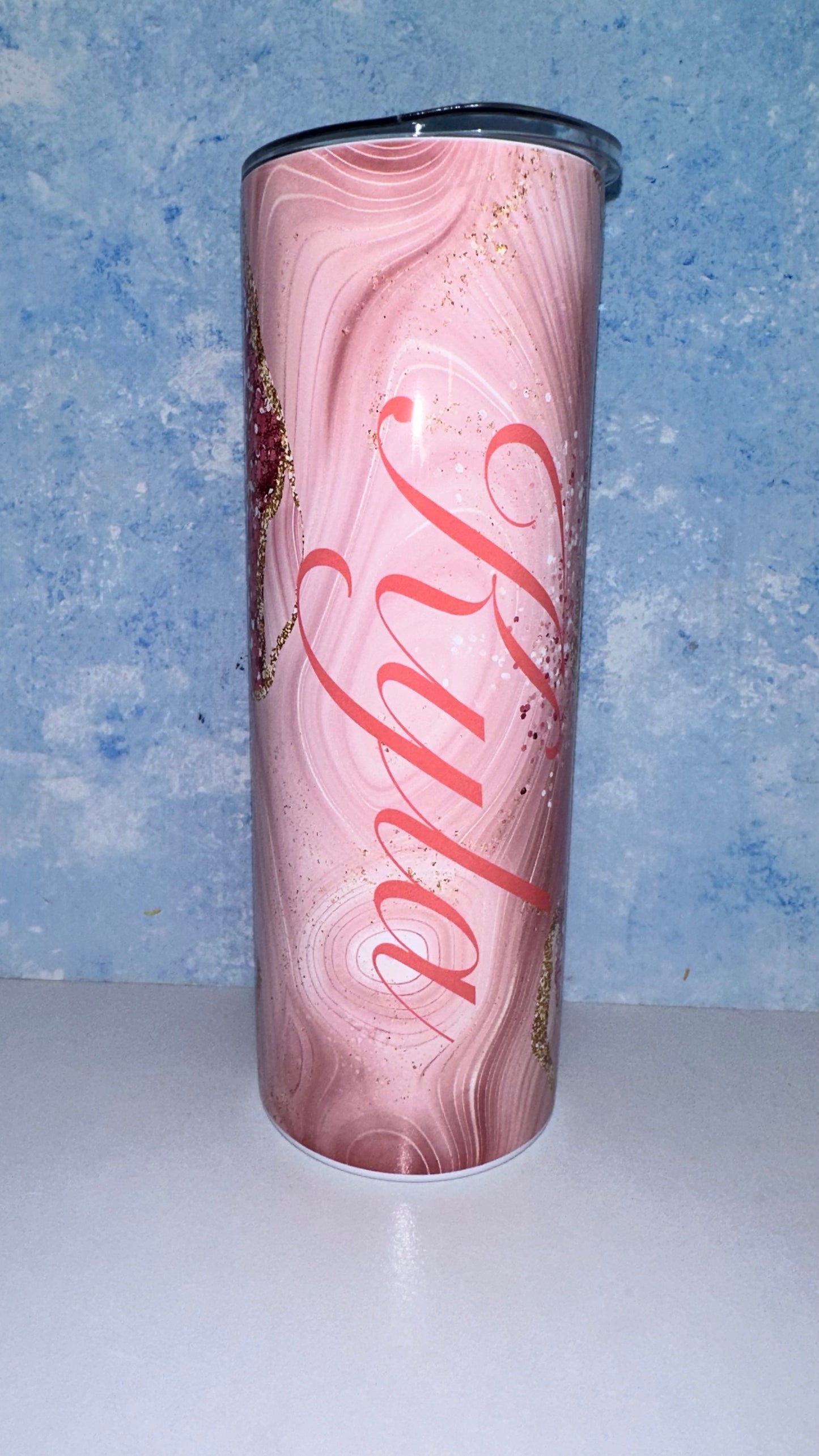 Personalised Pink Swirl Tumbler