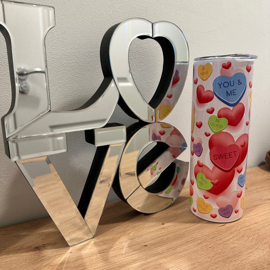 Heart / sweet / you & me tumbler